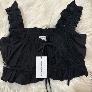 WeWoreWhat Black Ruffle Blouse